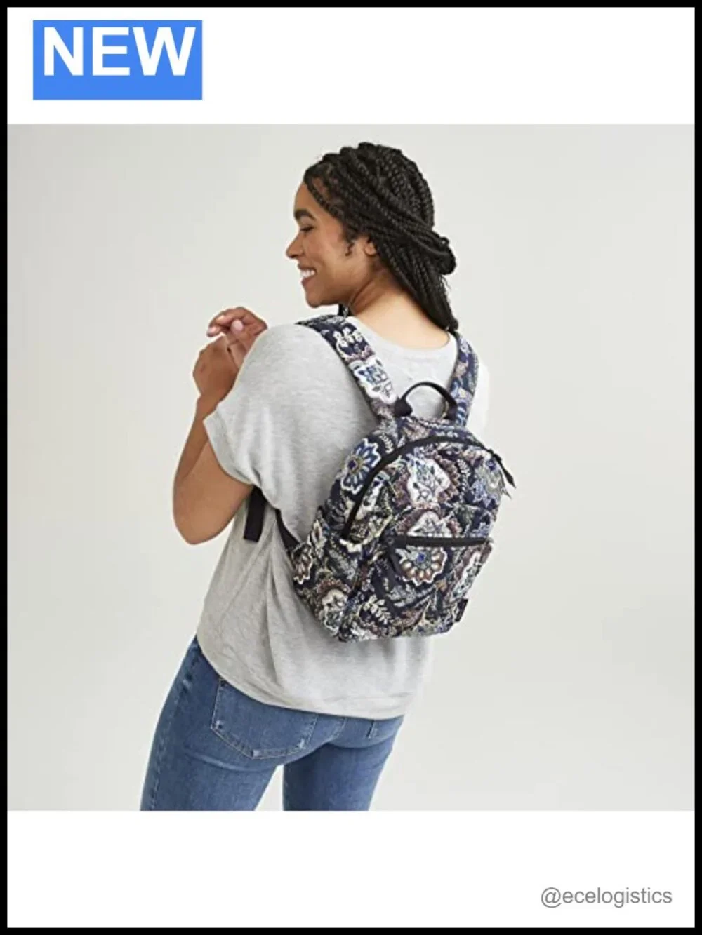 Quilted Cotton Small Backpack with Adjustable Straps